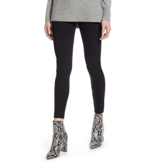 Halogen Black Elastic Ponte Knit Seamed Leggings L